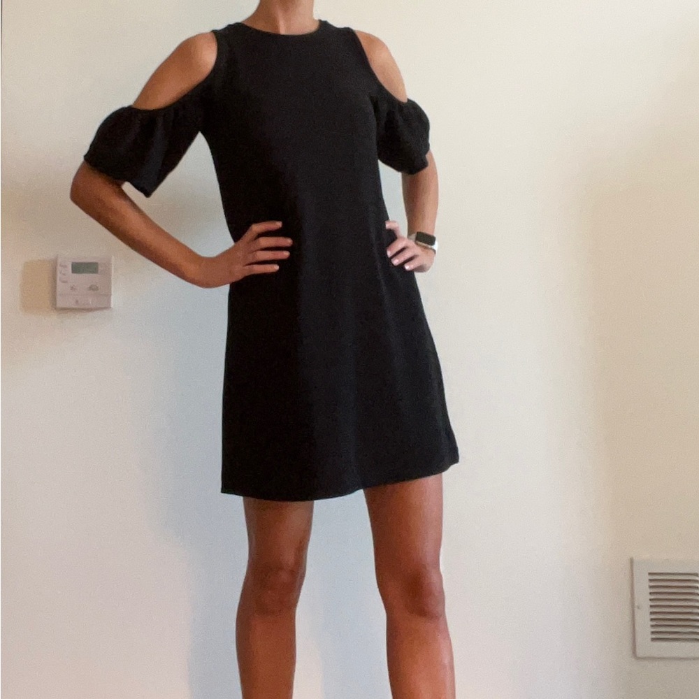 Zara Trafaluc Black Cold Shoulder Shift Dress